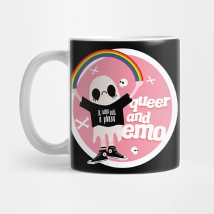 Queer and Emo Badge Mug